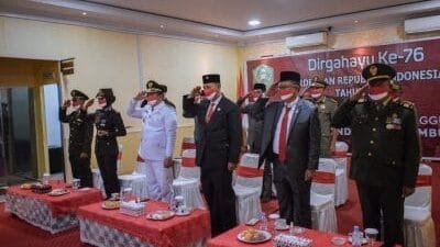 Walikota & Forkopimda P. Sidimpuan Ikuti Upacara Penurunan Bendera Secara Virtual