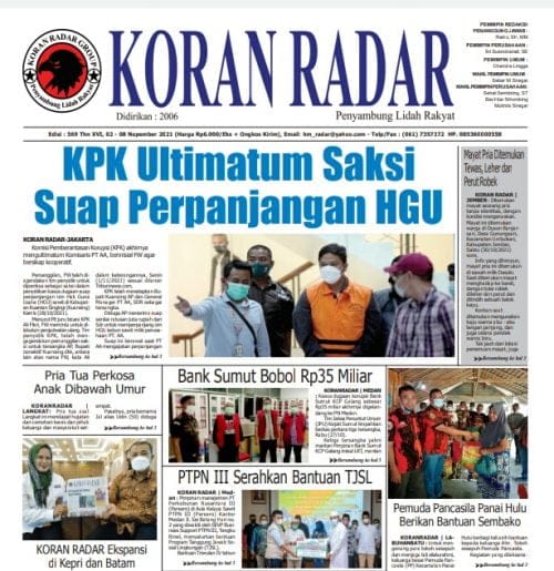 KORAN RADAR - Edisi 569 : KPK Ultimatum Saksi Suap Perpanjangan HGU