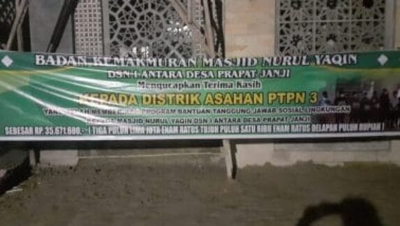 Panitia Pembangunan Masjid Nurul Yaqin Prapat Janji Ucapkan Terima Kasih Ke PTPN III