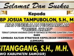 IWO Kabupaten Samosir Beri Apresiasi, Kapolres Samosir Terima Penghargaan Presisi Award dari LEMKAPI