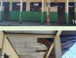 Kondisi Bangunan UPT SDN 013 Teratak Buluh Siak Hulu Kampar Seng Bocor dan Plafon Jebol