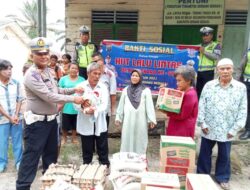Sambut HUT Polantas ke-68 Kasat Lantas Polres Sergai Bagi Bagi Sembako