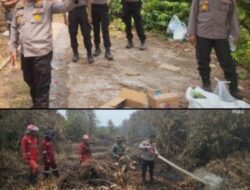 Kapolres Kampar Bersama Team Karhutla Polsek Tambang Padamkan Api