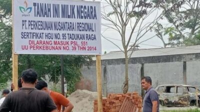 PTPN I Regional I Pasang Plank di Areal HGU Desa Tadukan Raga