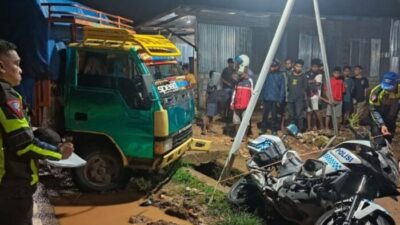 Kawal Rombongan Moge, Polantas Ditabrak Truck