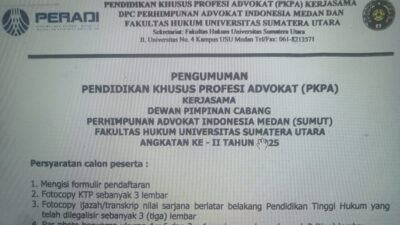Pendaftaran Pendidikan Khusus Profesi Advokad
