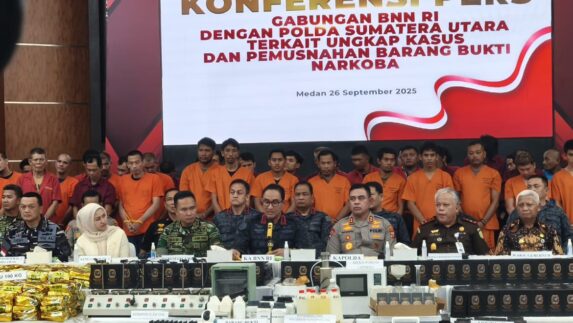 Polda Sumut dan BNN Berhasil Ungkap 1,7 Ton Narkotika