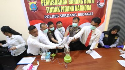 Polres Sergai Musnahkan Barang Bukti Sabu dan Ekstasi