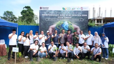 PTPN I Regional 1 Bersama Forkopimcam Tanam 300 Pohon Peringati Hari Bumi dan HUT Deli Serdang ke-80