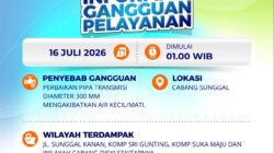 Perumda Tirtanadi Umumkan Gangguan Pelayanan Air Bersih di Sunggal
