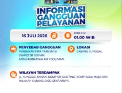 Perumda Tirtanadi Umumkan Gangguan Pelayanan Air Bersih di Sunggal